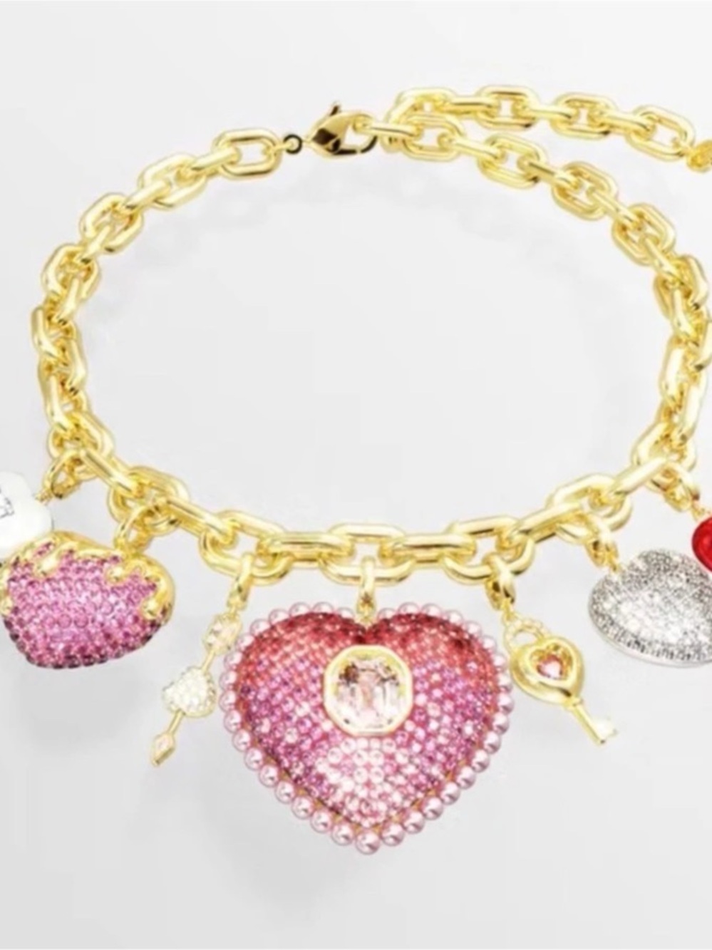 Heart Charm Necklace in Gold & Pink Like New